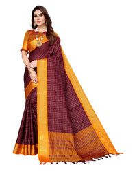 Tarshika Women's Cotton Silk Handloom Weaving Silk Saree With Rich Contrast Pallu(COTTON SILK SAREE_04)