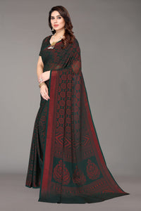 Winza Designer Women's Chiffon Brasso Printed Saree with Blouse Piece (WDP Brasso Malini W)