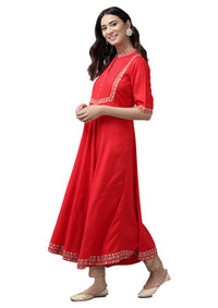 Yash Gallery Women's Rayon Solid Anarkali Kurta for Women