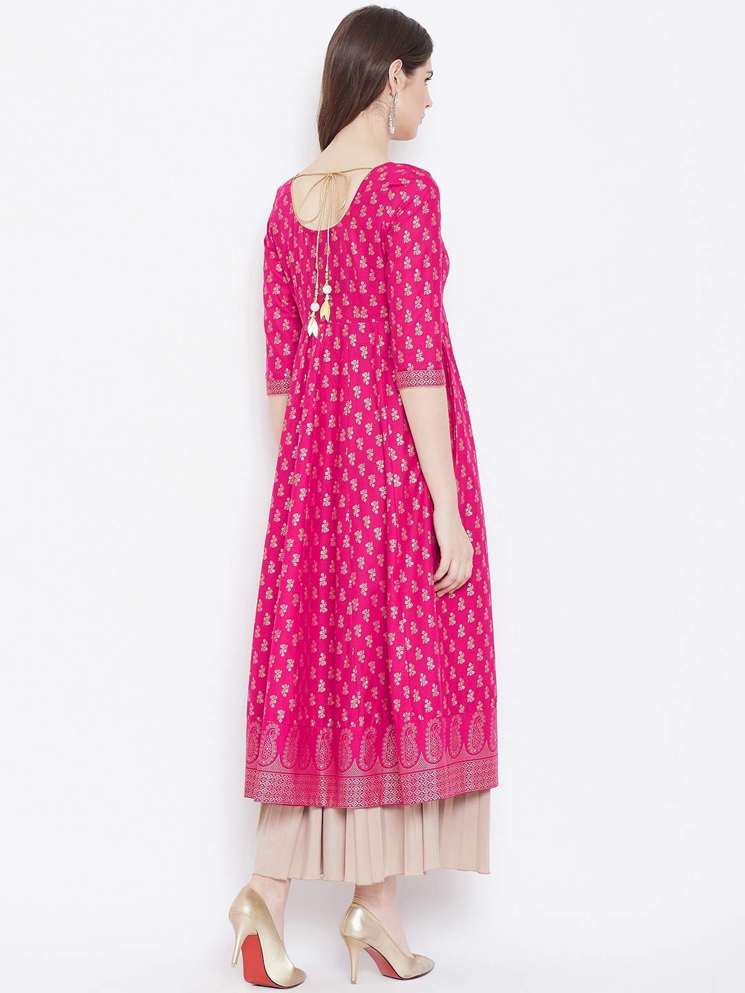 "PH" POSHAKHUB Adorable Women's Soft Cotton Printed Cap Sleeve Anarka Kurti