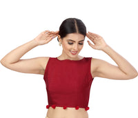 X3 Women's Polyester Silk Sleeveless Saree Blouse