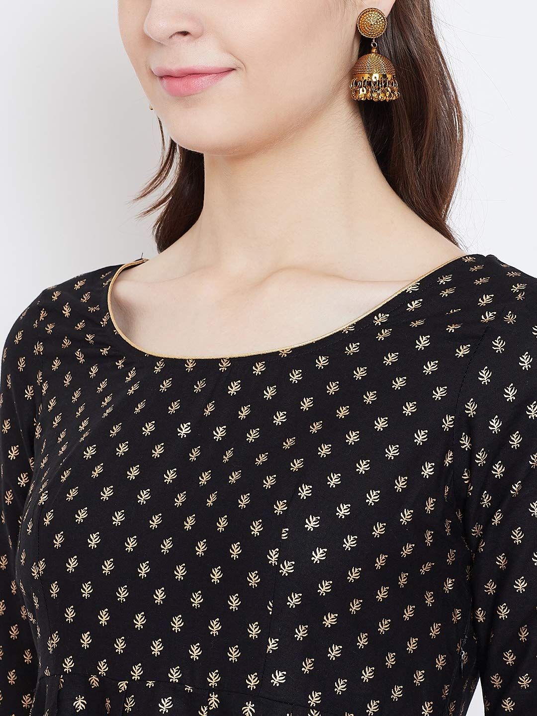 "PH" POSHAKHUB Adorable Women's Soft Cotton Printed Cap Sleeve Anarka Kurti