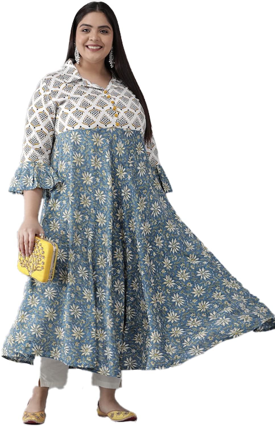 Yash Gallery Women's Viscose Rayon Floral Anarkali Kurta for Women