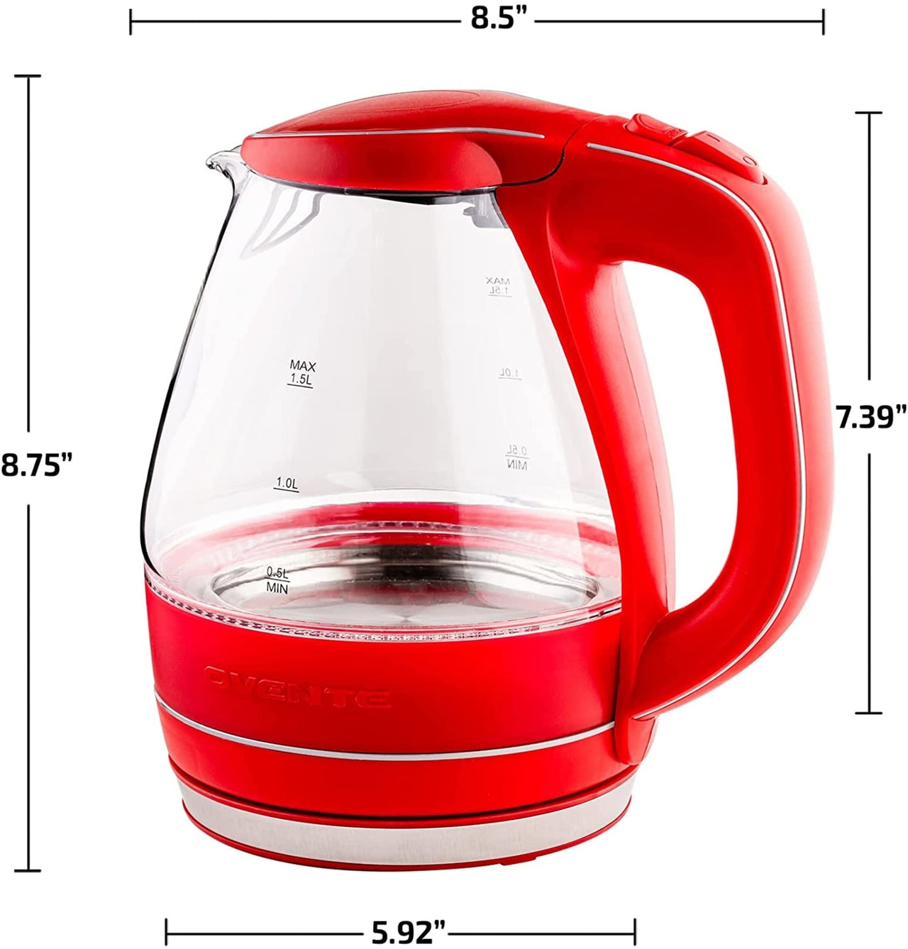 OVENTE Glass Electric Kettle Hot Water Boiler 1.5 Liter Borosilicate Glass Fast Boiling Countertop Heater - BPA Free Auto Shut Off Instant Water Heater Kettle for Coffee & Tea Maker - Purple KG83P