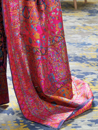 AKHILAM Women's Banarasi Cotton Blend Saree With Blouse Piece