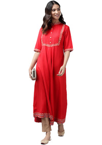 Yash Gallery Women's Rayon Solid Anarkali Kurta for Women