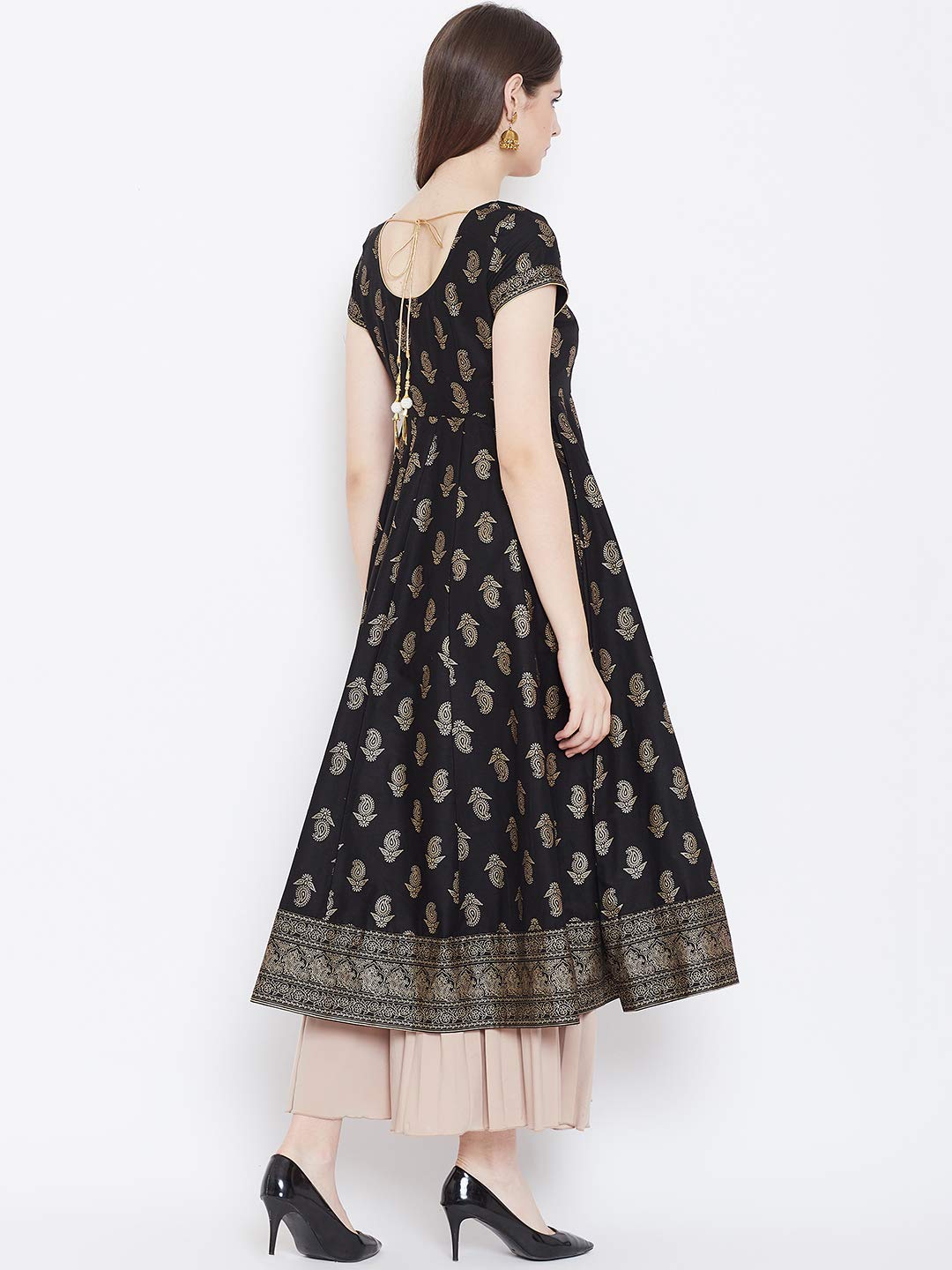"PH" POSHAKHUB Adorable Women's Soft Cotton Printed Cap Sleeve Anarka Kurti