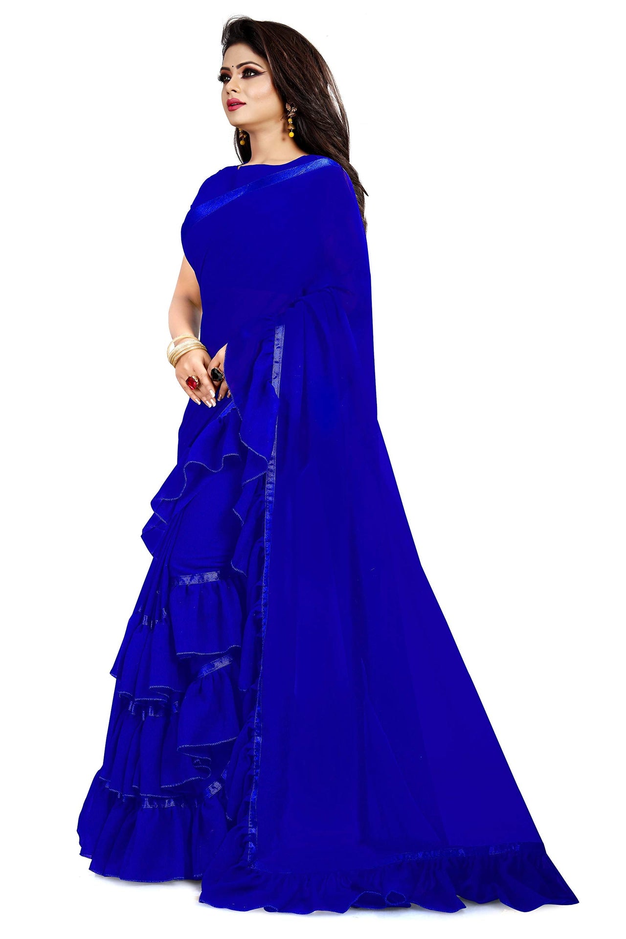 Anjaneya Sarees Women's Georgette Saree With Blouse Piece