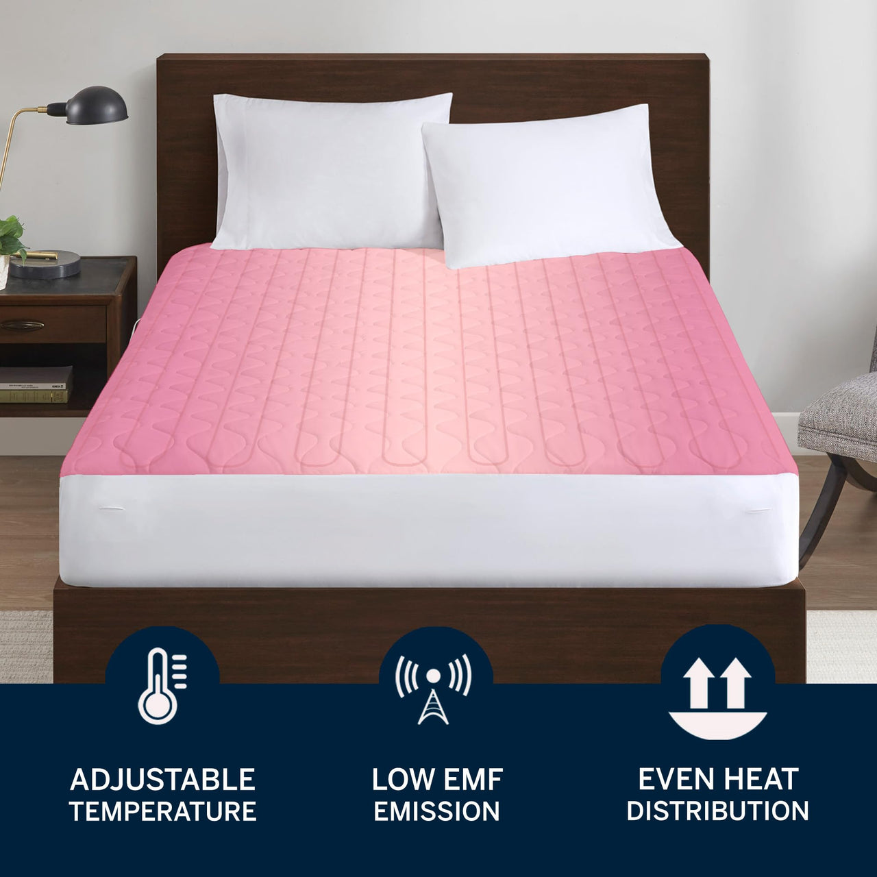 Serta Heated Mattress Pad Twin Size - Electric Mattress Pad, 10 Heat Setting Controller, Auto Shut Off Timer, Deep Elastic Pocket, Up to 17" Mattress, ETL Certified, Machine Wash, Twin, White