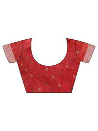 AKHILAM Women's Linen Geometric Saree With Unstitched Boluse Piece