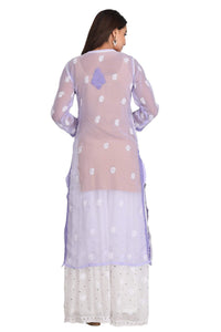Ada Women's Hand Embroidered Faux Georgette Lucknowi Chikankari Kurti with Slip