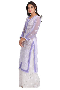 Ada Women's Hand Embroidered Faux Georgette Lucknowi Chikankari Kurti with Slip