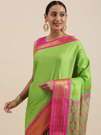 Pandadi Saree Women's Cotton Silk Saree With Blouse Piece