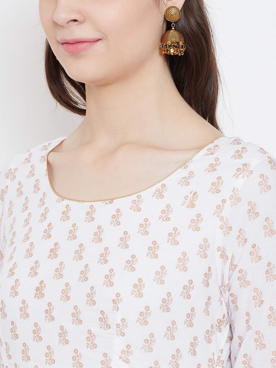 "PH" POSHAKHUB Adorable Women's Soft Cotton Printed Cap Sleeve Anarka Kurti