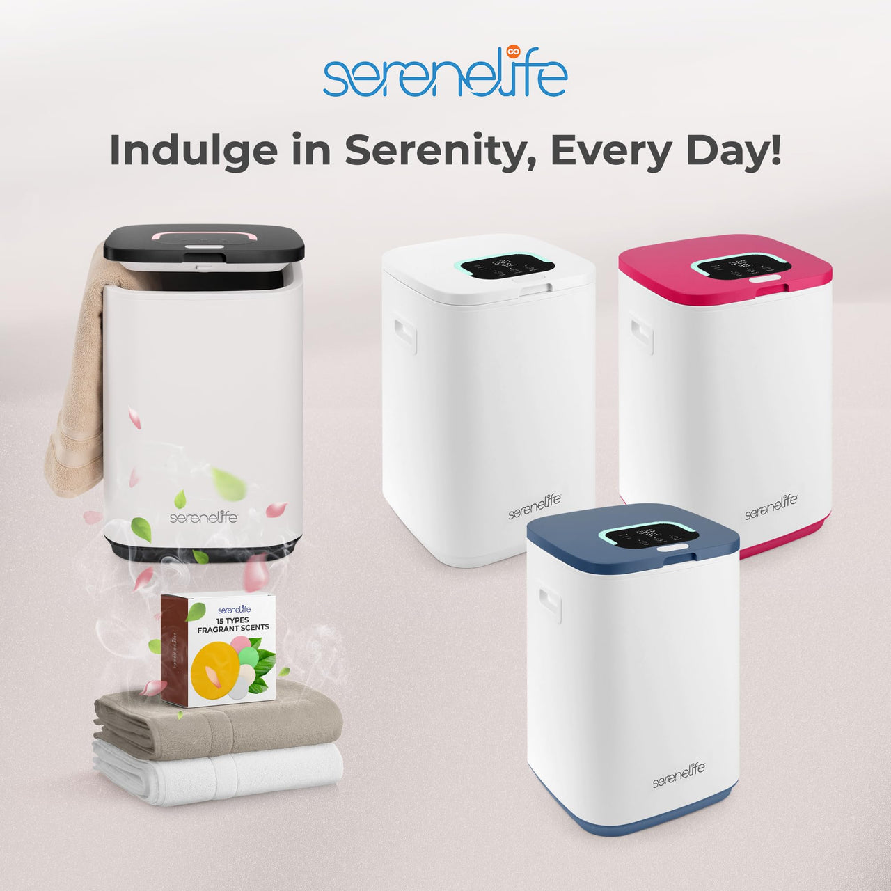 SereneLife Towel Warmers for Bathroom, 23L Luxury Heater, Blanket Warmer Bucket, LED Display, Up to 24 Hours Delay, 3 Heating Modes and Child Lock for Oversize Bathrobes PJ's and More (Pink) Pink