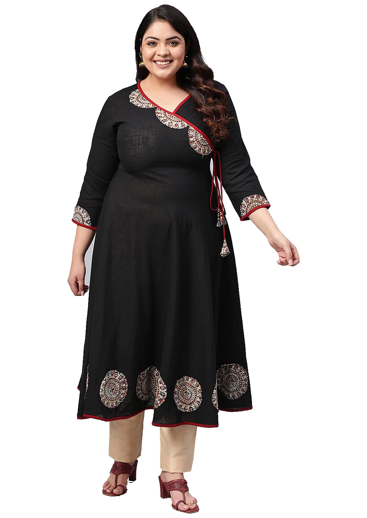 Yash Gallery Women's Cotton Angrakha Kurta