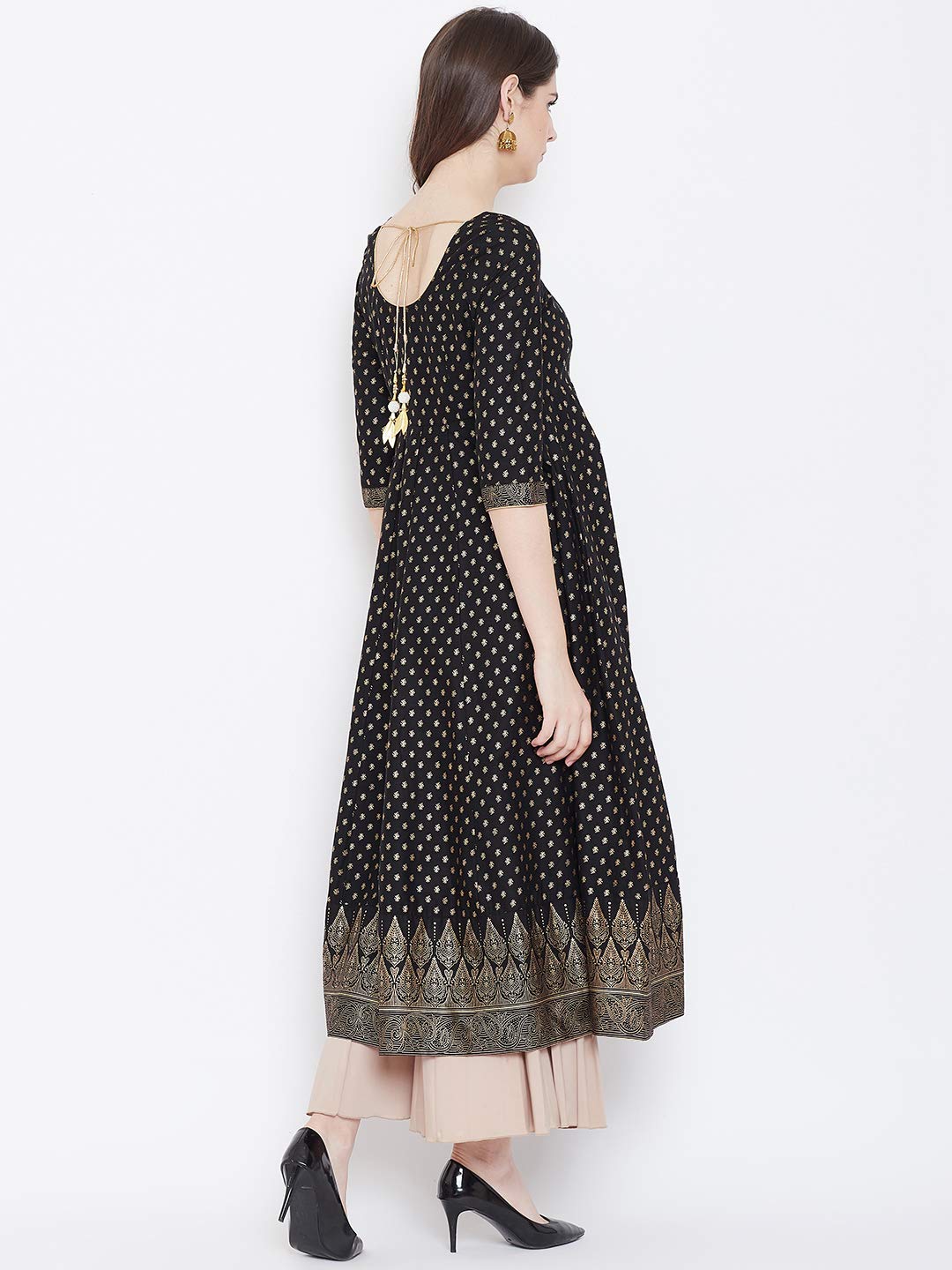 "PH" POSHAKHUB Adorable Women's Soft Cotton Printed Cap Sleeve Anarka Kurti