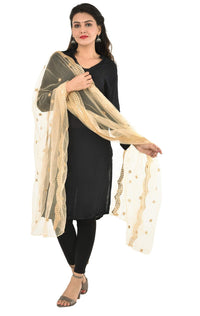 YOUTHQUAKE Heavy Embellished Plastic Mirror Net Dupatta for Womens & Girls