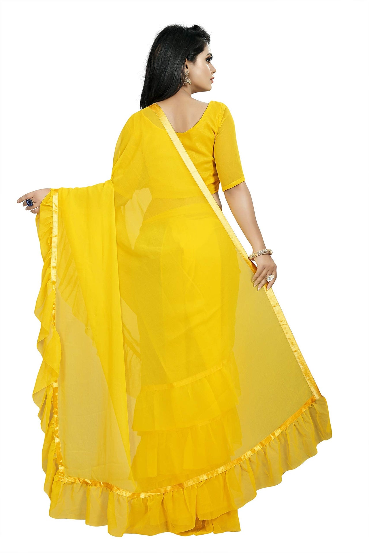 Anjaneya Sarees Women's Georgette Saree With Blouse Piece