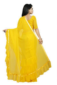 Anjaneya Sarees Women's Georgette Saree With Blouse Piece