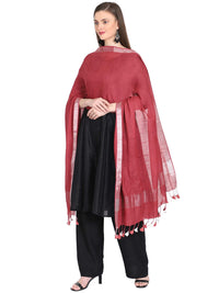 THE WEAVE TRAVELLER Women's Solid Cotton Blend Dupatta