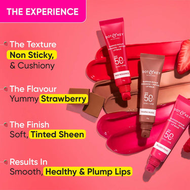 DOT & KEY Ceramide&Peptide Barrier Repair Lip Balm Spf 50,Pa+++|Red Romance|Uva/Uvb Lip Protection|Soft Tinted Lip Moisturizer|Boosts Collagen&Instantly Plumps Lip|Prevents Pigmentation|10Gm,1 Count