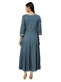 Yash Gallery Women's Rayon Golden Buti Printed Anarkali Kurta