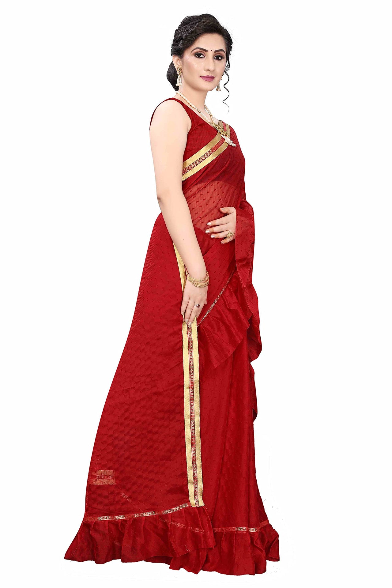 Anjaneya Sarees Women's Georgette Saree With Blouse Piece