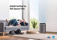 WINIX AM80 Air Purifier for Home Large Room Up to 1740 Ft² in 1 Hr With Air Quality Monitor, True HEPA, Advanced Odor Control Carbon Filter and Auto Mode, Captures Pet Allergies, Smoke, Dust Dark Gray