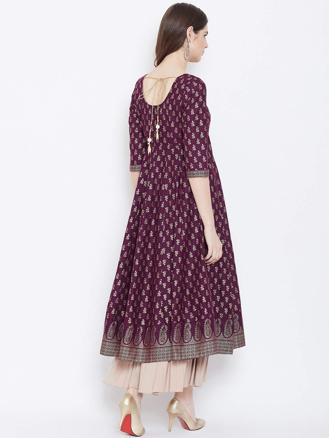 "PH" POSHAKHUB Adorable Women's Soft Cotton Printed Cap Sleeve Anarka Kurti