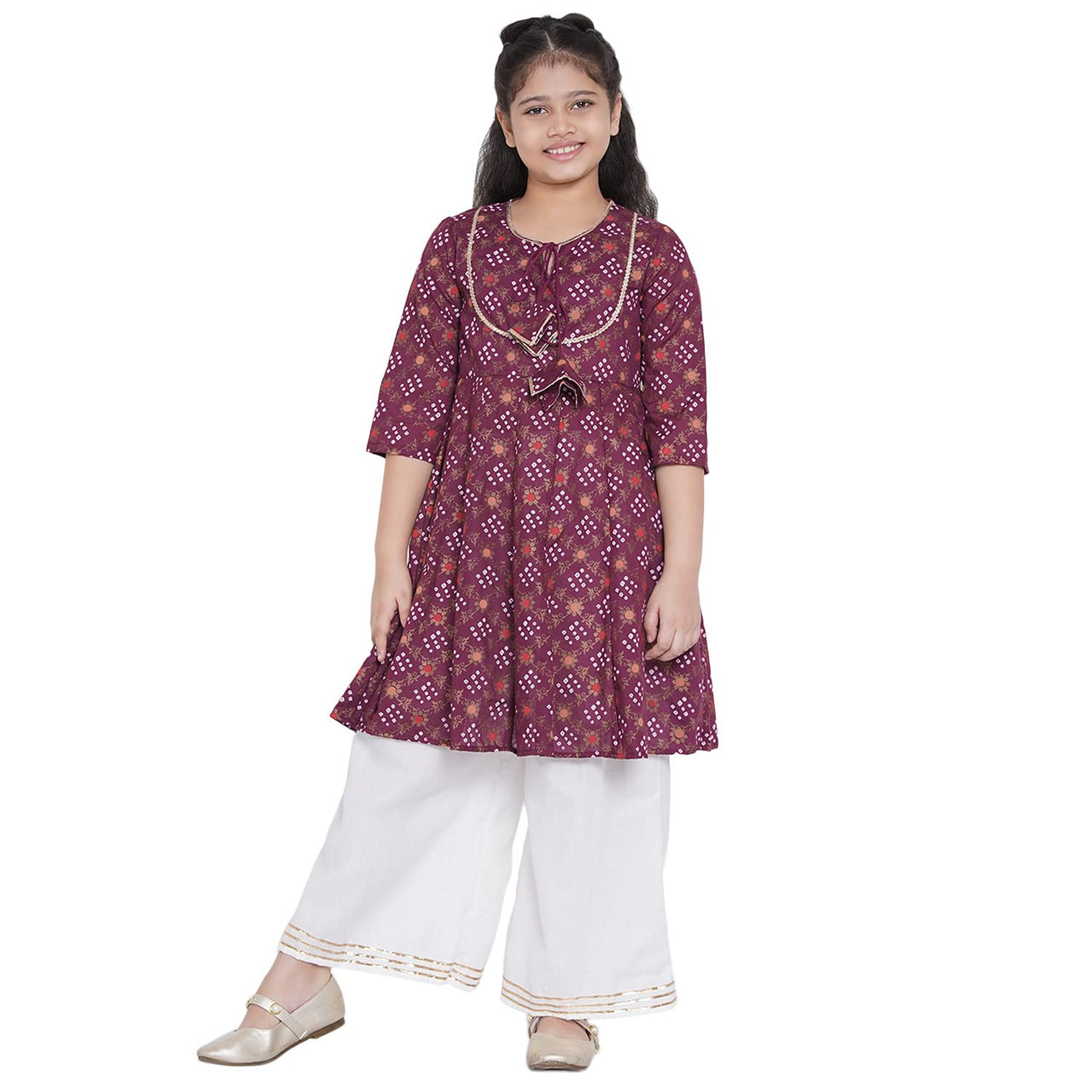 Bitiya By Bhama Girl's Cotton Blend Kurta & Palazzo