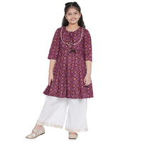 Bitiya By Bhama Girl's Cotton Blend Kurta & Palazzo