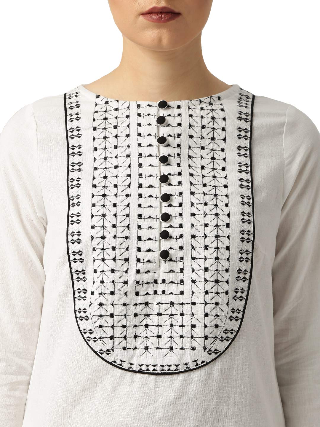 Amayra Women's Cotton Straight Embroidery Kurti