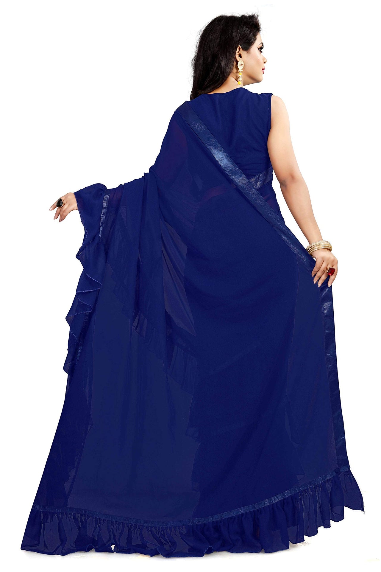 Anjaneya Sarees Women's Georgette Saree With Blouse Piece