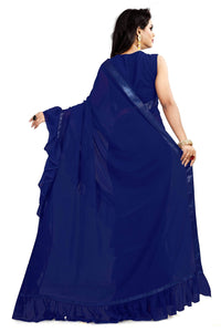 Anjaneya Sarees Women's Georgette Saree With Blouse Piece