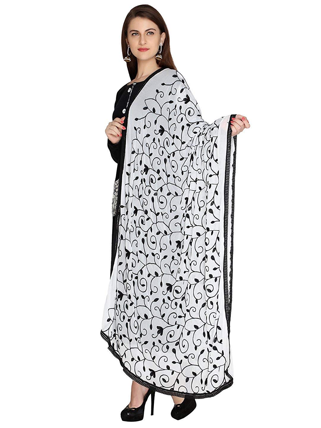 Akshar Llc Miss India Women's Chiffon Dupatta With Goodembroidery Work