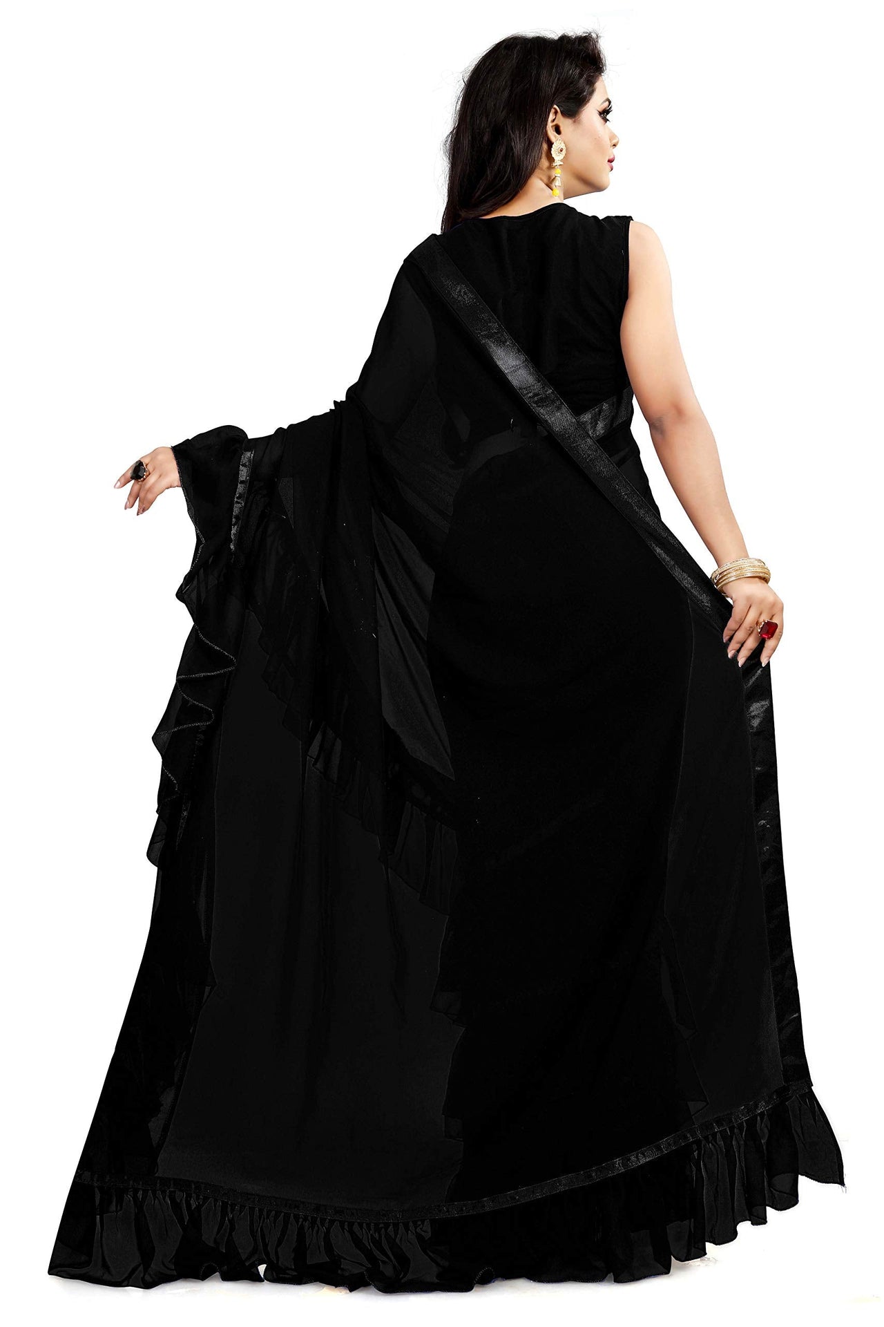 Anjaneya Sarees Women's Georgette Saree With Blouse Piece