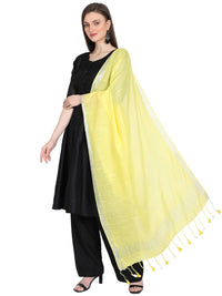 THE WEAVE TRAVELLER Women's Solid Cotton Blend Dupatta