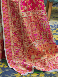 AKHILAM Women's Banarasi Cotton Blend Saree With Blouse Piece
