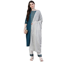 Stylum Women's Printed Cotton Straight Kurta Pant Dupatta Set