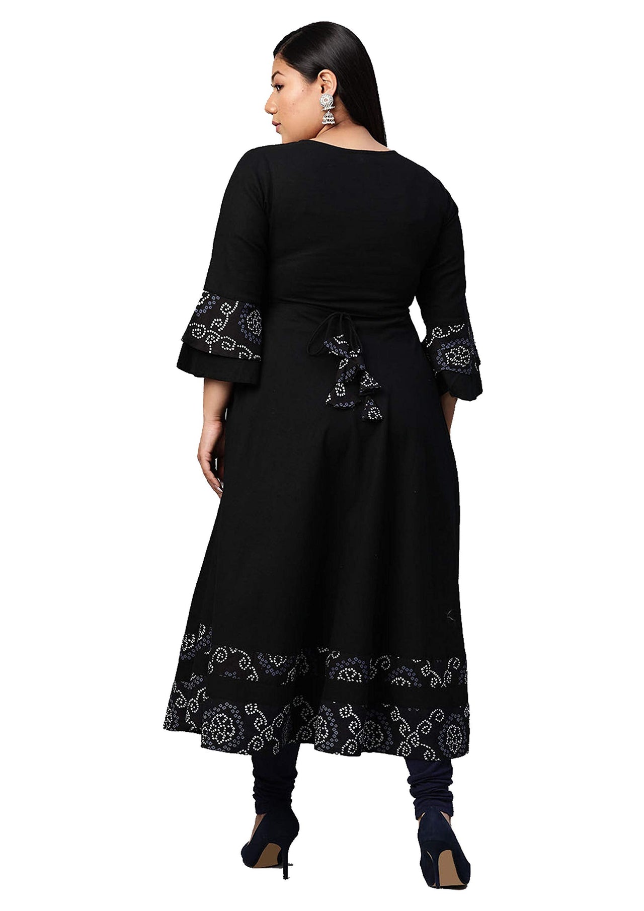 Yash Gallery Women's Cotton Slub Bandhej Printed Anarkali Kurta for Women