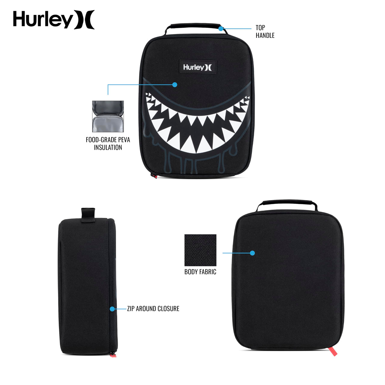 Hurley Men's Insulated Lunch Tote Bag O/S Black