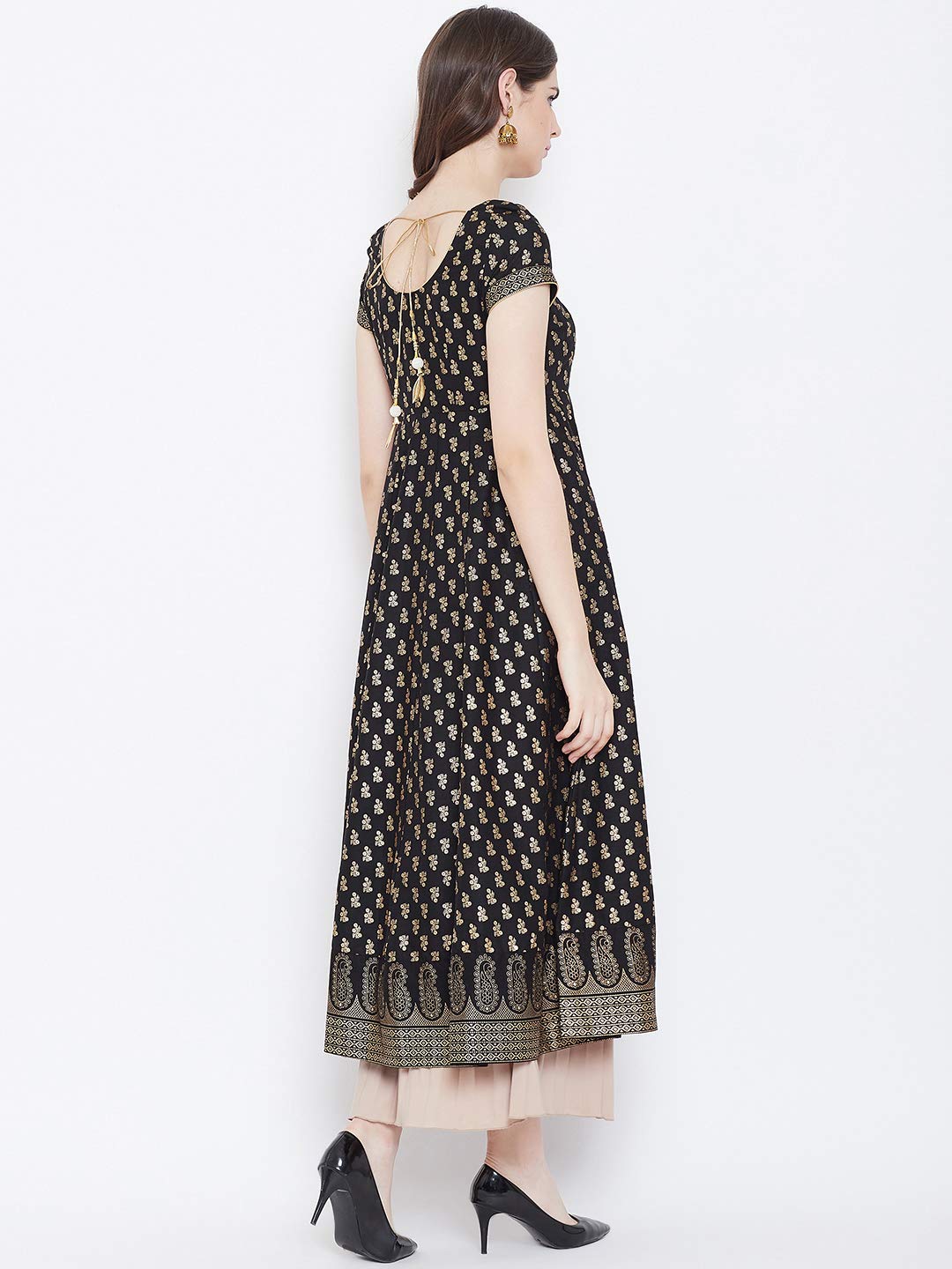 "PH" POSHAKHUB Adorable Women's Soft Cotton Printed Cap Sleeve Anarka Kurti