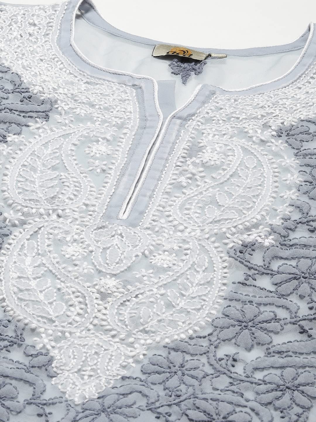 Ada Women's Hand Embroidered Lucknowi Chikankari Georgette Short Top Kurti with Slip