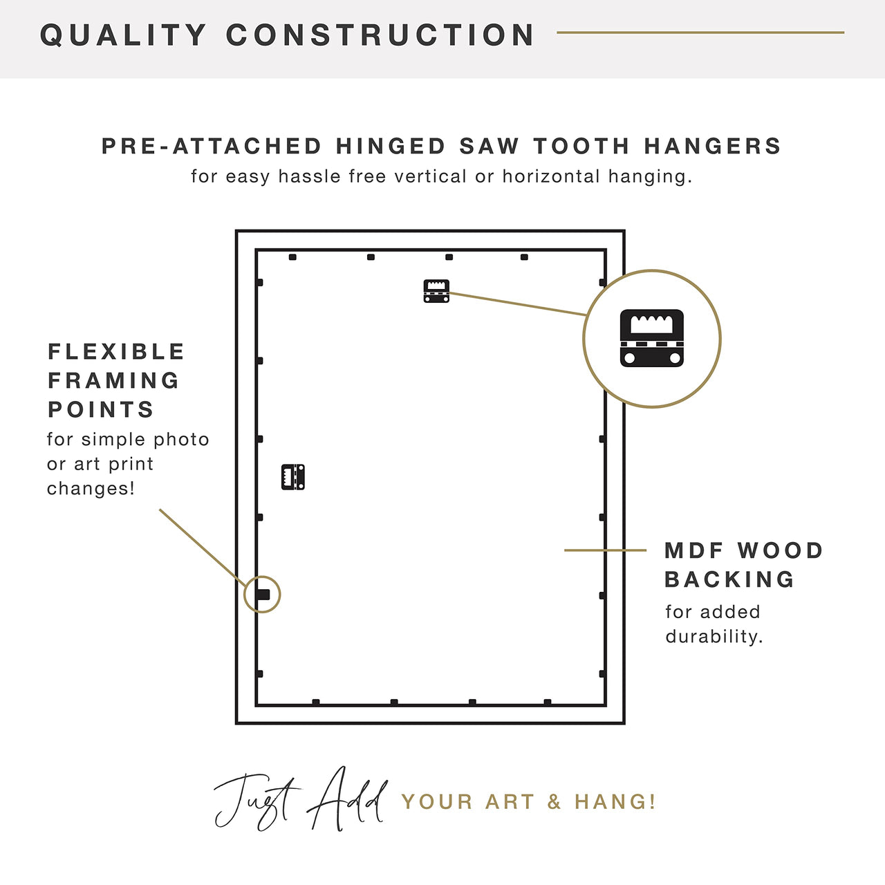 MCS Trendsetter 20x28 Poster Frame Black High-Gloss, Vertical & Horizontal Wall Hanging Large Picture Frame for Photos, Posters & Art Prints (1-Pack) 20 x 28 in Single