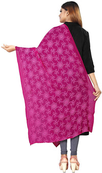 AKSHAR LLC Women's Designer Pure Chiffon Dupatta with Pure Cotton Thread Embroidery Work