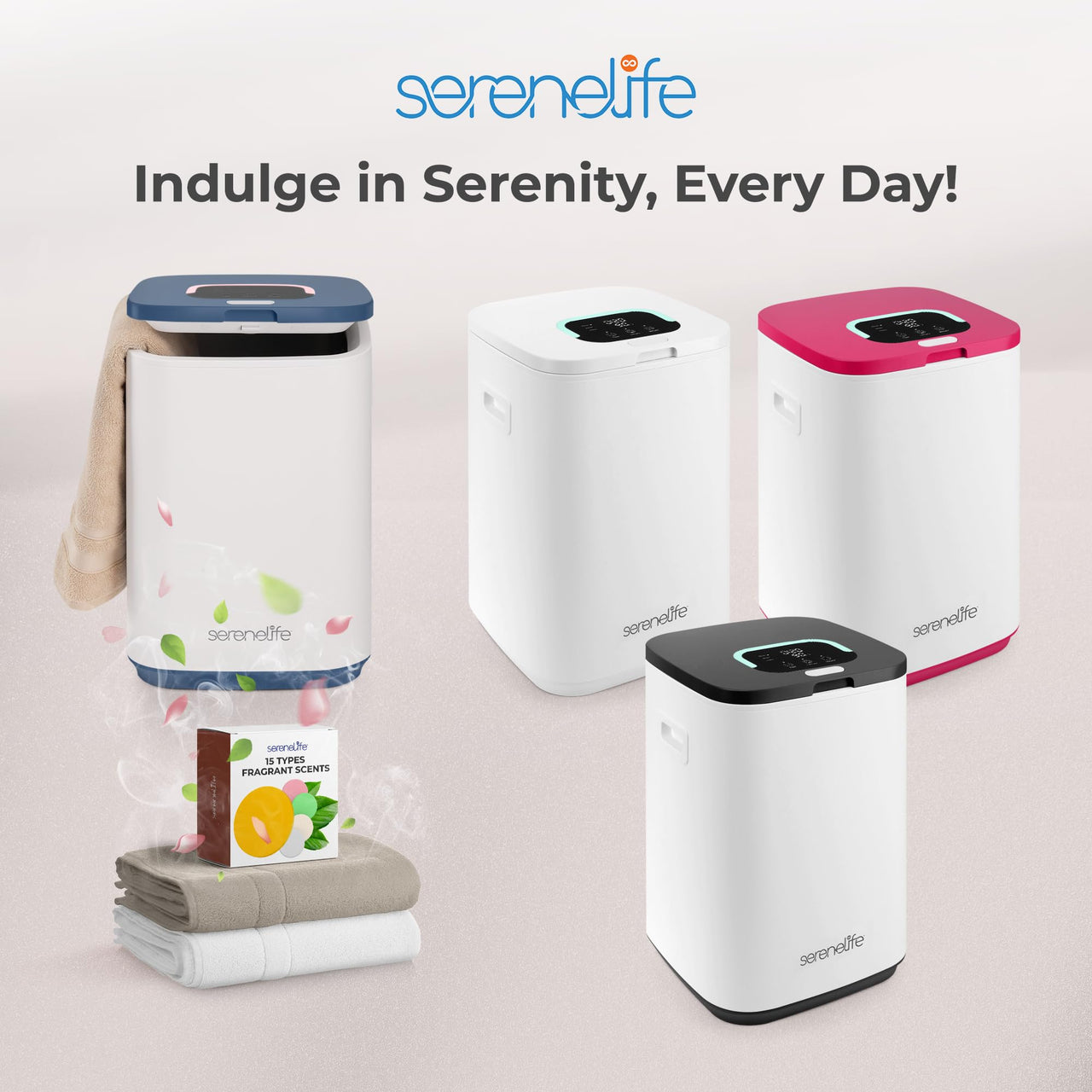 SereneLife Towel Warmers for Bathroom, 23L Luxury Heater, Blanket Warmer Bucket, LED Display, Up to 24 Hours Delay, 3 Heating Modes and Child Lock for Oversize Bathrobes PJ's and More (Pink) Pink