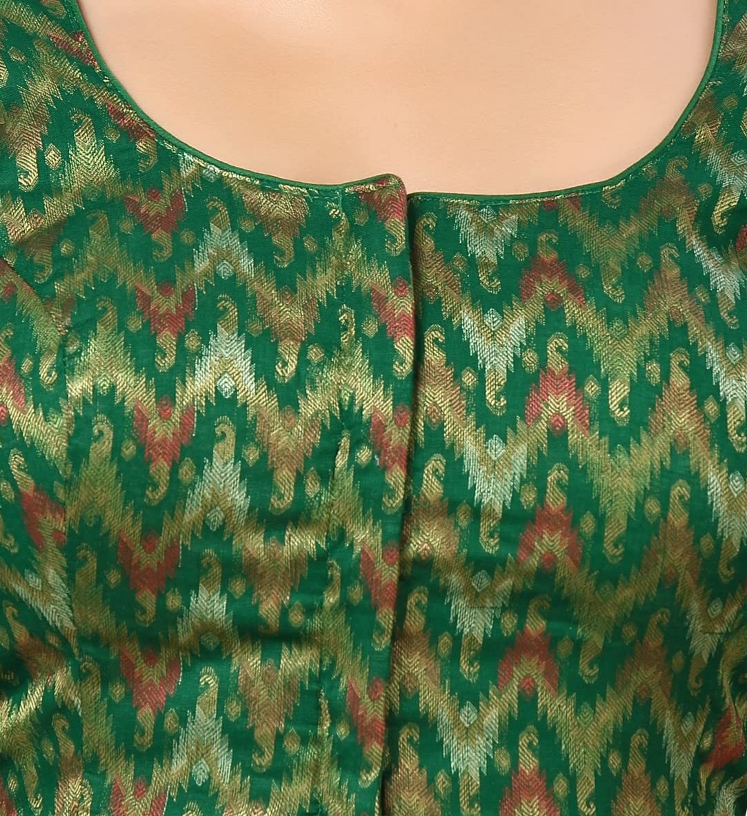 X3 Women's Viscose Elbow Length Sleeves Soft Brocade Padded Saree Blouse