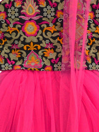 A.T.U.N Girls Lehenga Choli Multi-Turquoise
