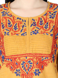 Ada Women's Cotton Top Hand Embroidered Lucknowi Chikankari Tunic Kurti